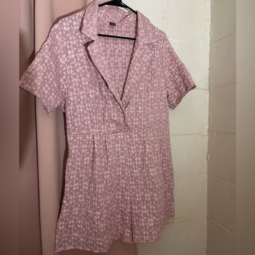 Elegant Mauve Floral Button Down romper